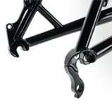 superlight custom machined and pocketed dropouts with replaceable mech hanger