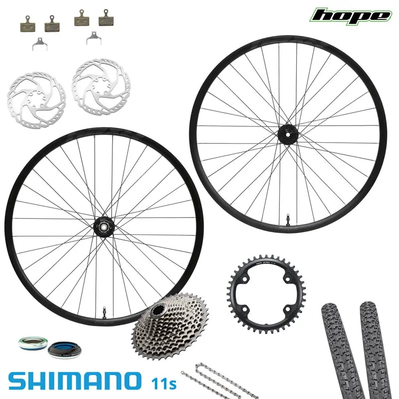 Shimano 1x11 kit with Hope RX24 wheels (thru rear)