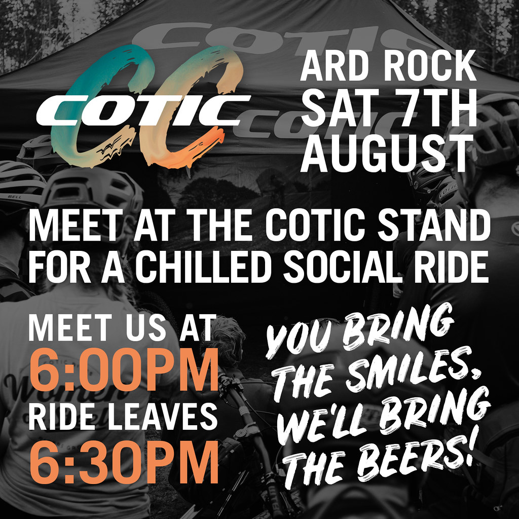 ARD ROCK 7th AUGUST. MEET AT THE COTIC STAND FOR A CHILED SOCIAL RIDE. 6PM