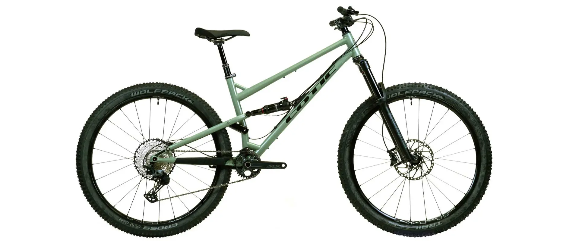 Cotic Jeht in Matte Sage, steel full suspension mountain bike, 29 mountain bike, 140mm travel, reynolds 853
